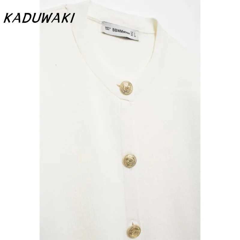 KADUWAKI Fashion Classic Round Neck Button Knit Sweater Temperament Gentle Short Sleeve Cardigan X250724