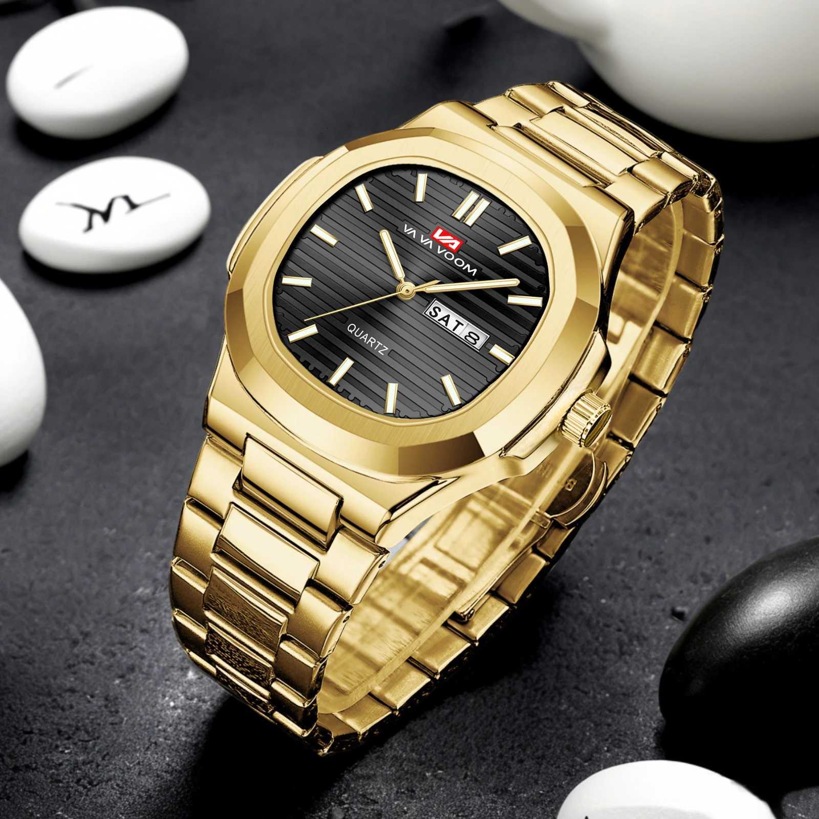 Luxury Men Watch Top Brand Classic Business Style Stainless Steel Dual Calendar Quartz Movement Wrist Watch for Men Mens Watch W250724
