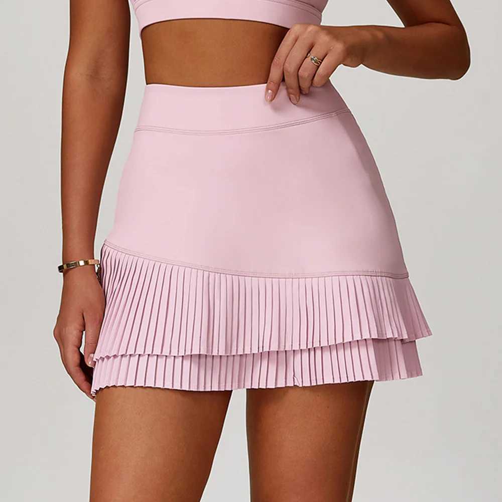 High Waisted Sports Short Skirt Womens Fitness Yoga Quick Drying Tennis Skirt Summer New Cool and Anti-Glare Lined Shorts XJ250724