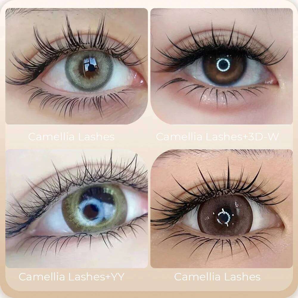 Yelix Camellia with Adhesive LC LB LJ C D Curl Eyelashes Natural Soft Eyelash Extensions Russian Volume Individual Lashes X250723