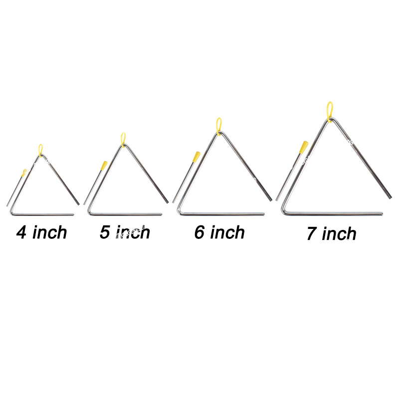 Superior Sound Quality Musical Steel Triangle Percussion Instrument With Striker 4inch 5inch 6inch 7inch