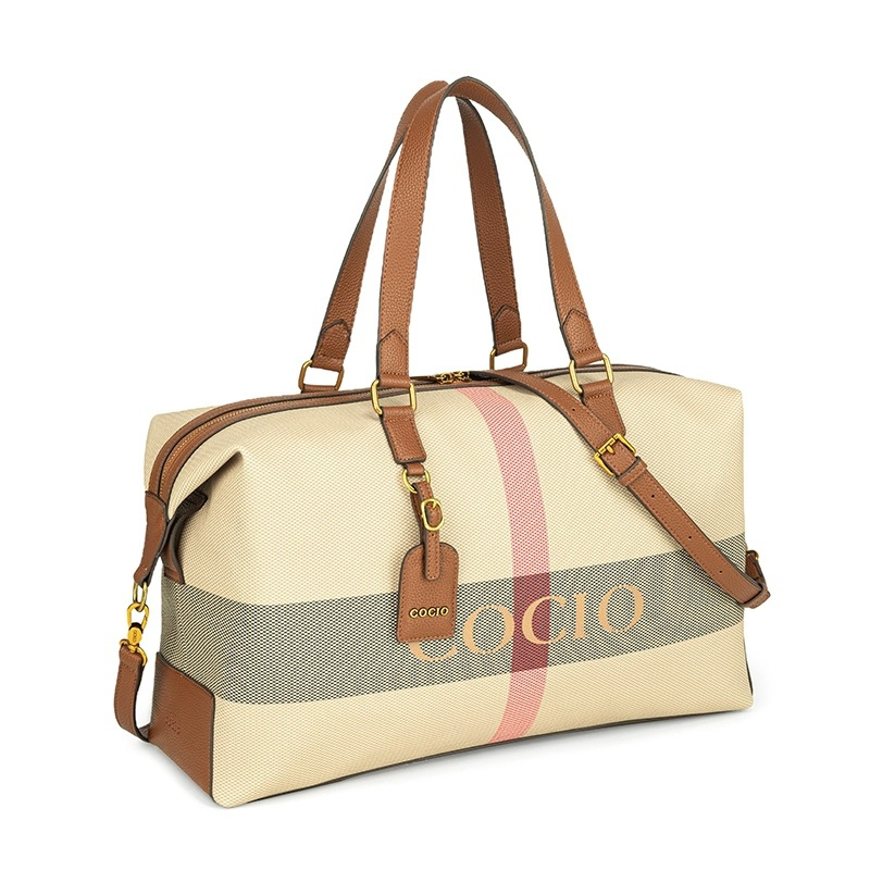 COCIO designer bag plaid travel bag, large capacity high-quality luggage bag fashionable new product canvas fitness bag hot selling