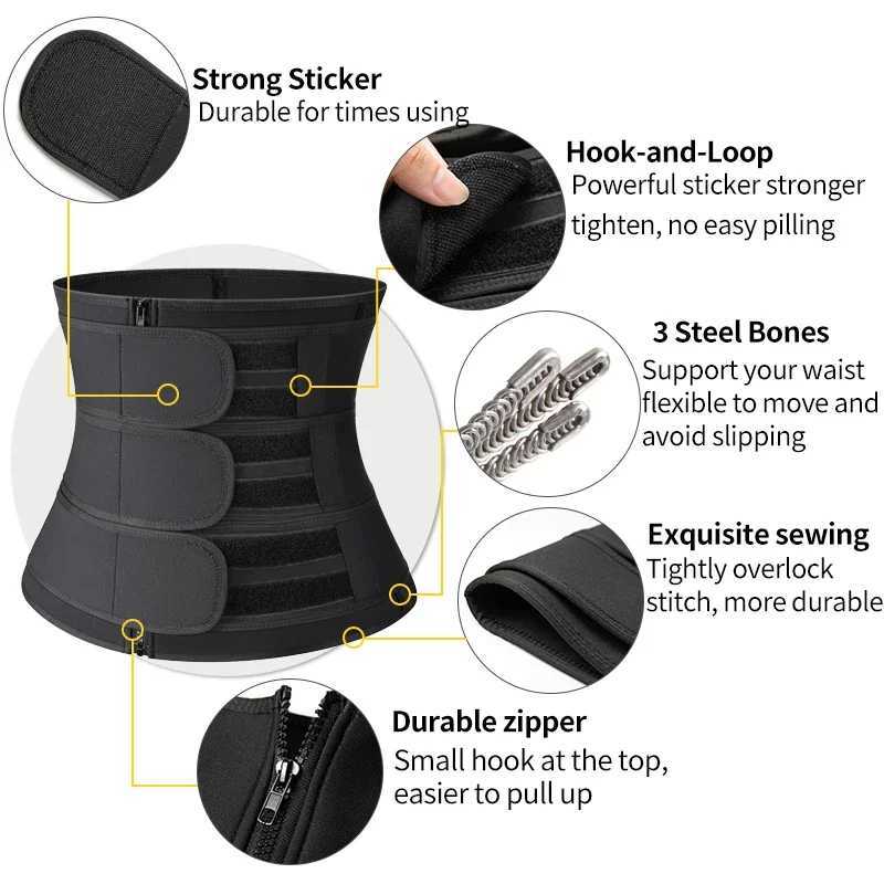 Men Waist Trimmer Belt for Weight Loss Neoprene Body Shaper Sauna Workout Sweat Belly Belt with Double Straps Shapewear W250724