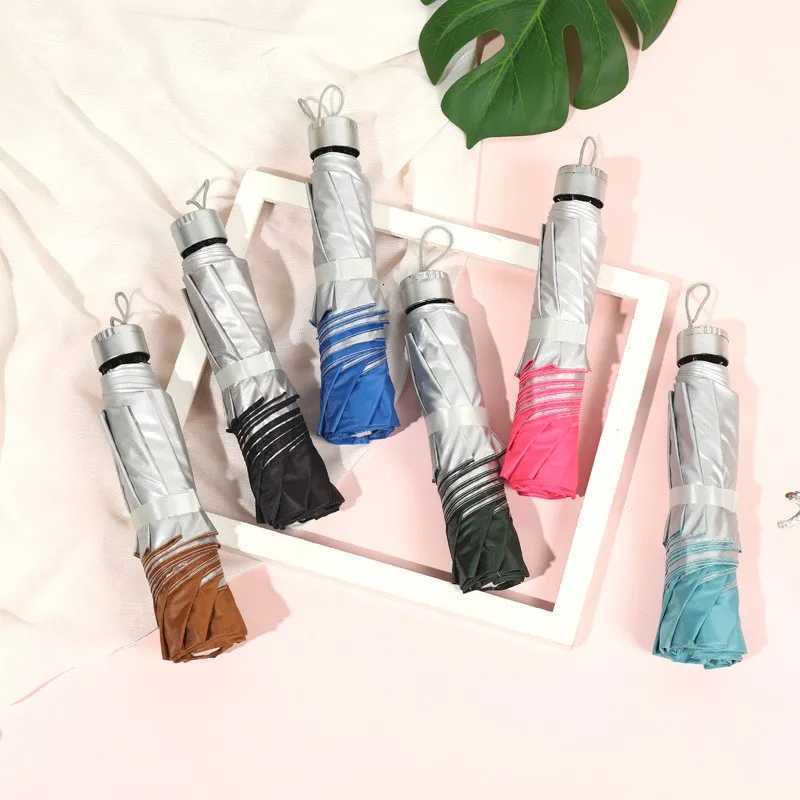 7 bones three folding hand-open silver glue sunscreen parasol folding sun-rain dual-purpose umbrella R250724