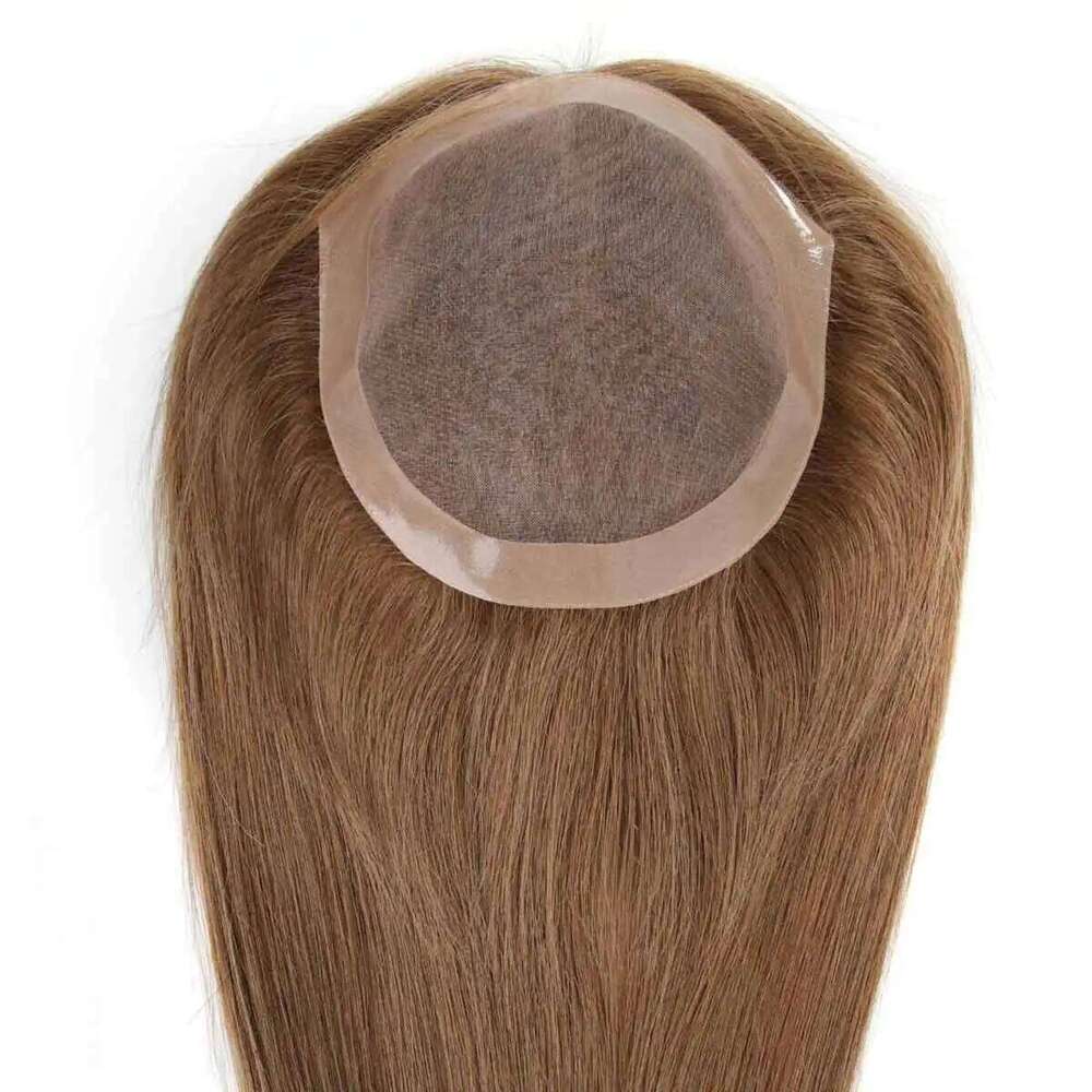 TUW25 Pieces Women's Thinning Mono 100% Virgin Human Hair Topper for Women Natural Looking