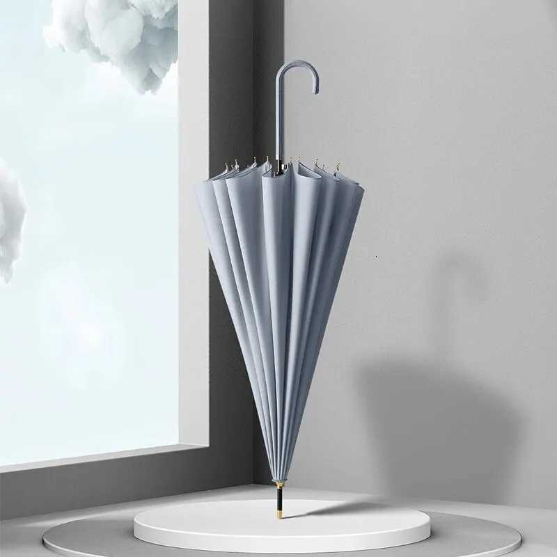 Japanese Long Handled Umbrella Ins for Both Sunny and Rainy Use Black Glue Large Size Storm Resistant 16 Spokes Automatic Waterproof R250724