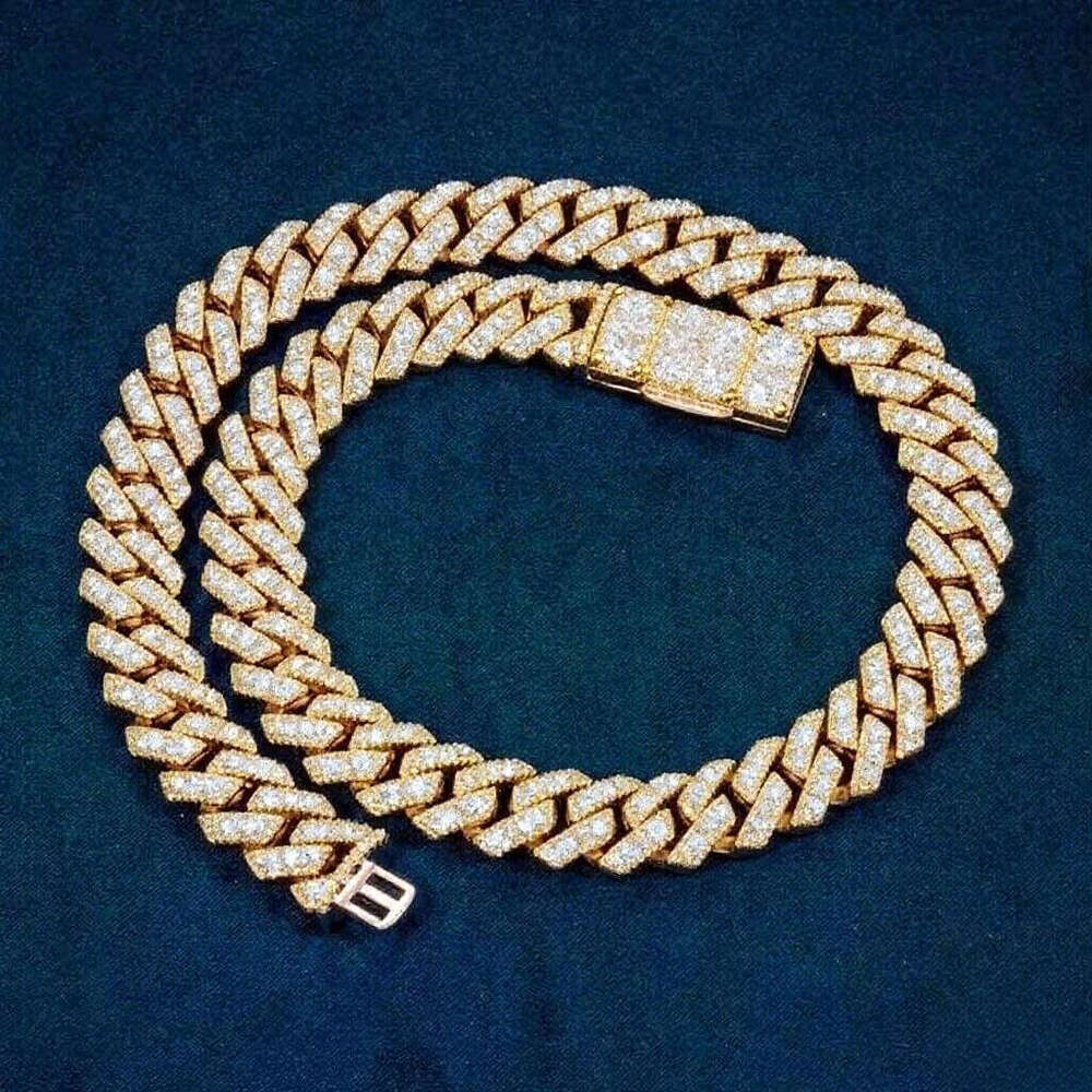 20mm Iced High-Quality Pure Sier 4-Row Silicon Stone Cuban Chain