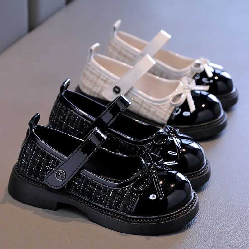 Spring Autumn Childrens Leather Shoes With Bowknot Versatile Girls Fashion Mary Jane Shoes Causal Patchwork Kids Princess Shoes XJ250724