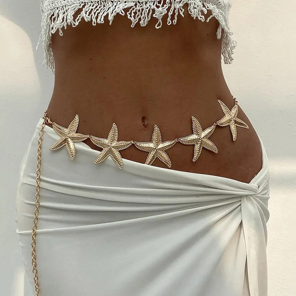 Fashion Vintage Metal Starfish Waist Chain Summer Beach Belly Belt Chain Body Jewelry Bohemia Style Bikini Decorate Women 250722