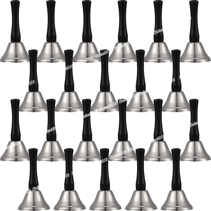 Hand Bells Steel Service Handbells Black Wooden Handle Diatonic Metal Bells Musical Percussion Christmas Decorations 12*6.5CM