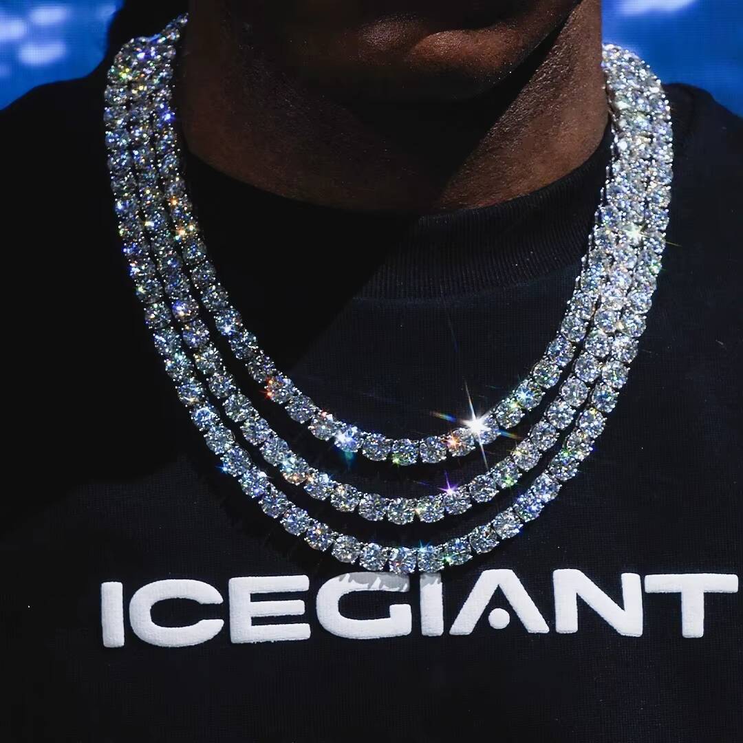 Wholesale Price 925 Sterling Silver Mossanite Tennis Chain 3mm--6mm Vvs Diamond Necklace Moissanite Tennis Chain