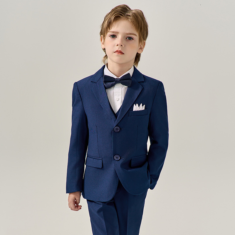 Suits Boys Dark Green Formal Wedding Party Suit Children Blazer Vest Pants Tie 4 PCS Tuxedo Kids Performance Pography Dress Costume 230906