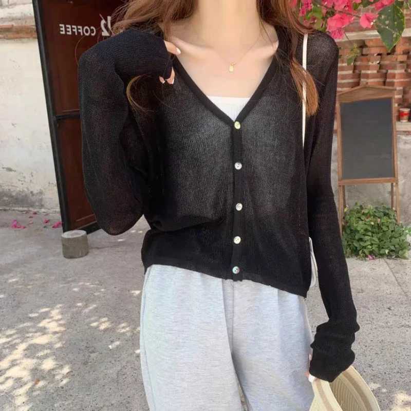 New Womens Long Sleeve Cropped Cardigan V Neck Button Down Knit Lady Autumn Spring Knitted Single-breasted Cardigan Sweaters X250724