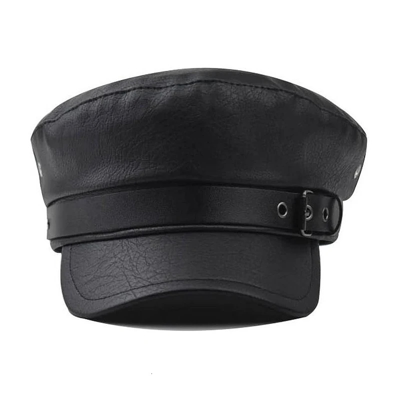 Women Fashion sboy Cap PU Leather Yacht Captain Sailor Visor Hat sboy Cabbie Baker Boy ed Beret Cap 250723