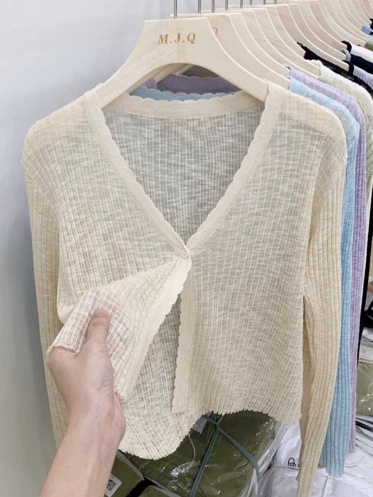 New Short Ice Silk Knitted Sun Protection Cardigan Womens Thin Summer 2025 Skirt Layered Gauze Jacket Air-conditioned Cover Up X250724