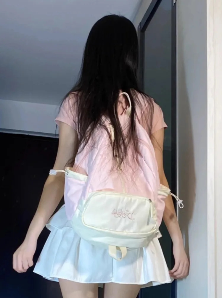 Patchwork Contrast Color Preppy Zipper Backpack Sweet Y2k Aesthetic Chic Fashion Backpacks High-capacity Casual Schoolbags Women 250723