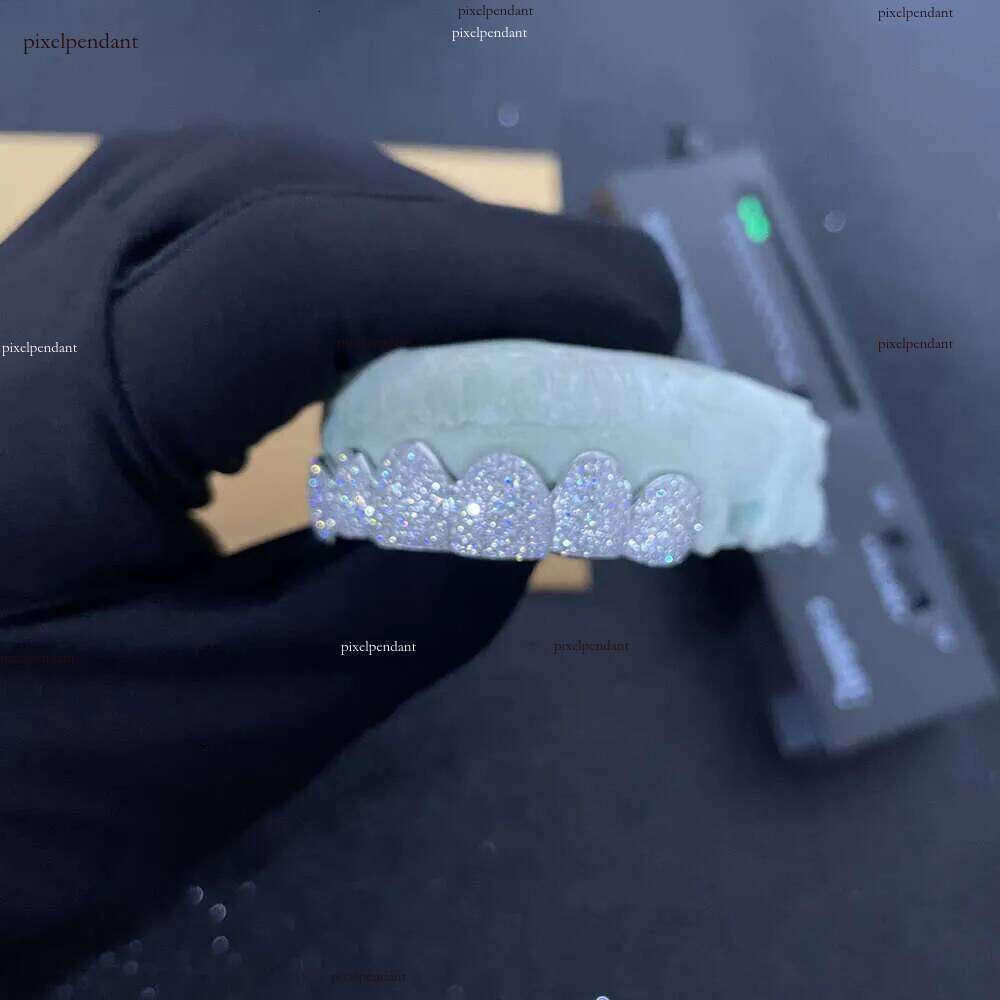 Custom Made Hip Hop Iced Out Sterg sier Jewelry Permanent Cut VVS Moissanite Dias Teeth Mouth Grillz