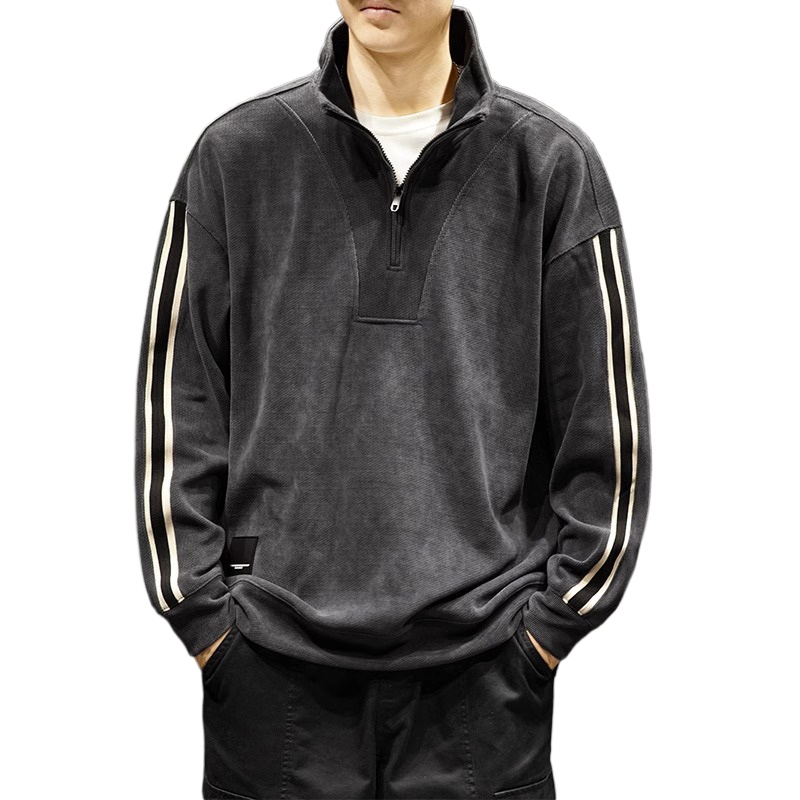 (518) Autumn and winter half-zip stand-up collar chenille loose warm sweatshirt