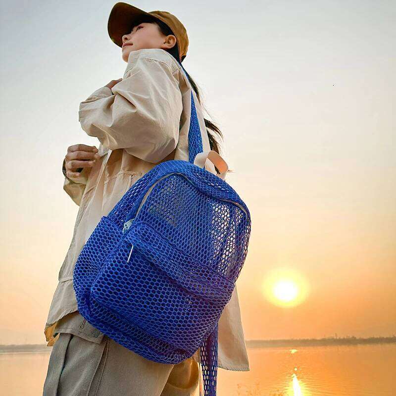 Small Mesh Backpack Bags Women Solid Color Back Packs Females Travel Simple Beach Student School Backpacks