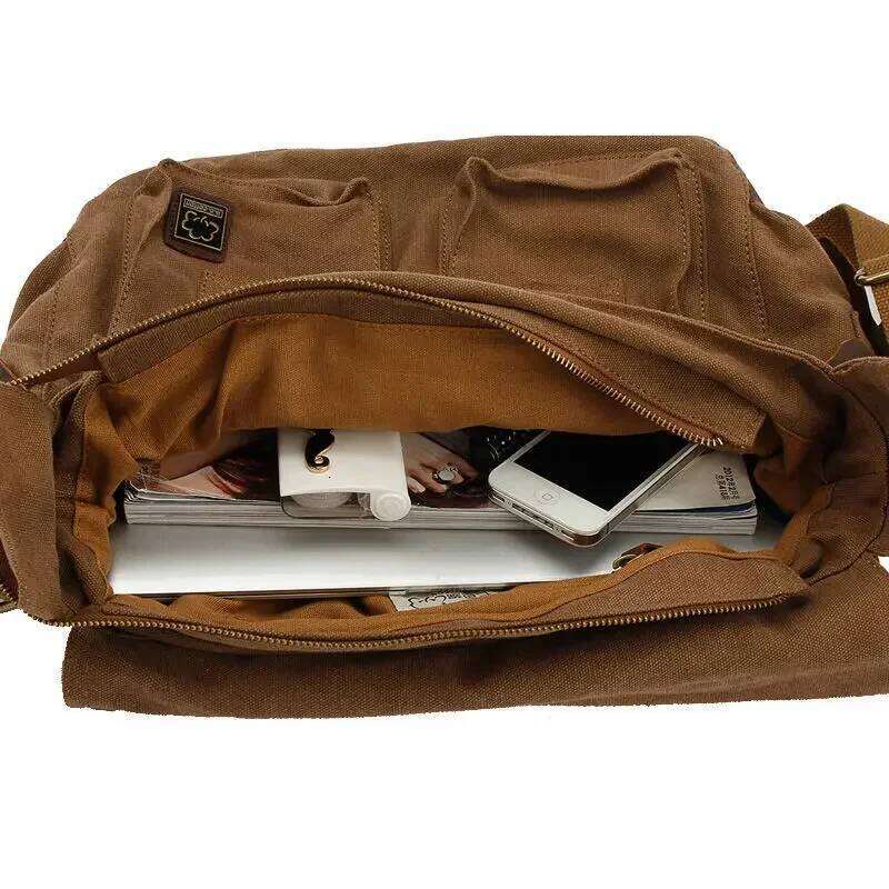 Men's Women's Casual Vintage Canvas Leather Cotton Rucksack Mountaineering Messenger School Shoulder Bag
