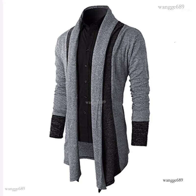 Brand Knitted Cardigans Sweater Men Shawl Collar Long Sleeve Open Front Pull Homme Casual Splicing Autumn Winter Knitwear1