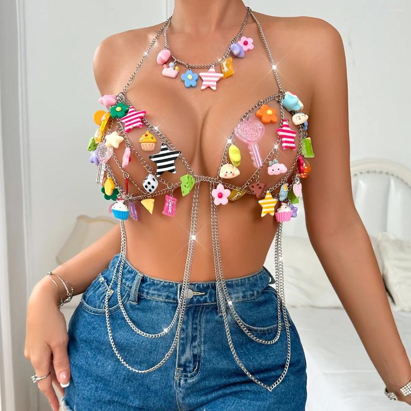 Stage Wear Elegant Multicolor Beading Style Body Chain Top Sweet Cool Girl Halter Neck Tank XY21933 From China Large Quantity