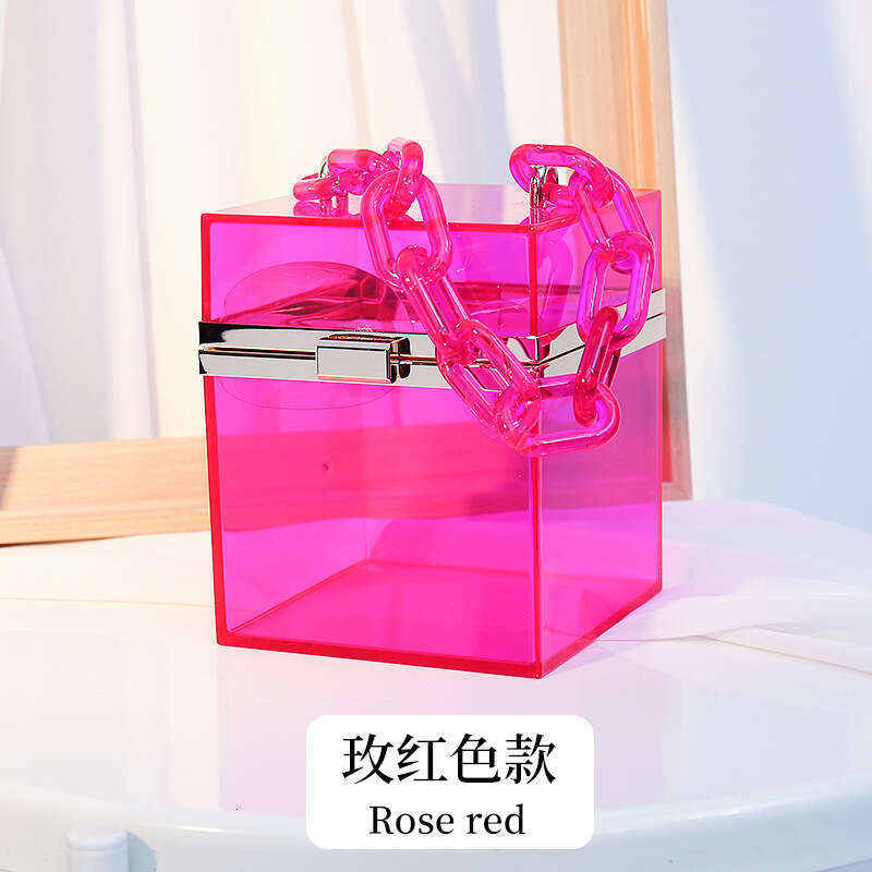 Designer Luxury Evening Diamond Hot Style Handheld Fashion Casual Versatile Transparent Acrylic Mini Women's Square Box Bag