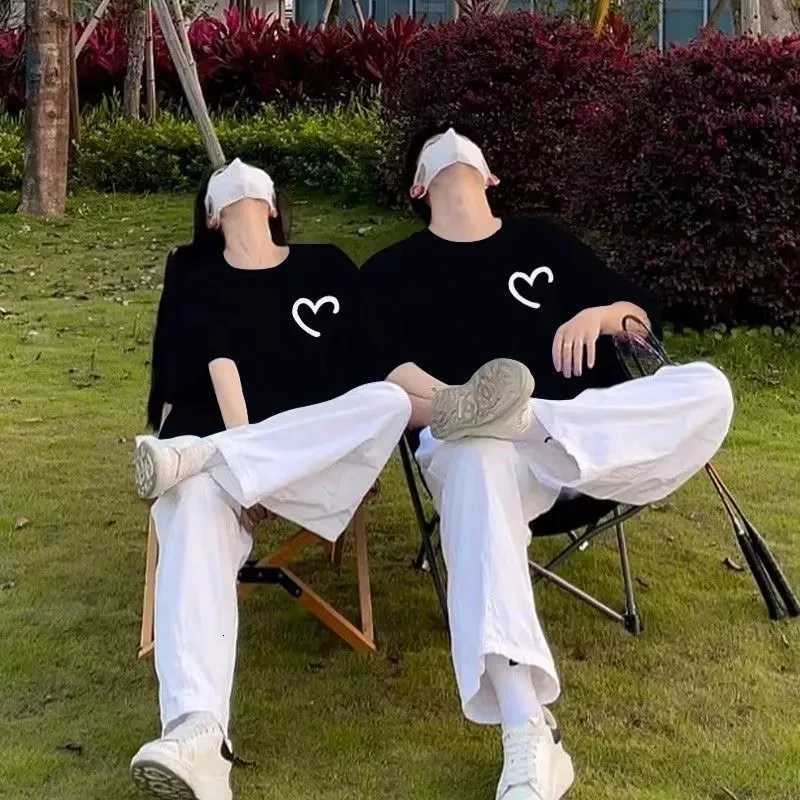 M-8XL Summer Mens Oversized T-shirt Simple Love Printed T-shirt Suitable for Both Men and Women Y250819