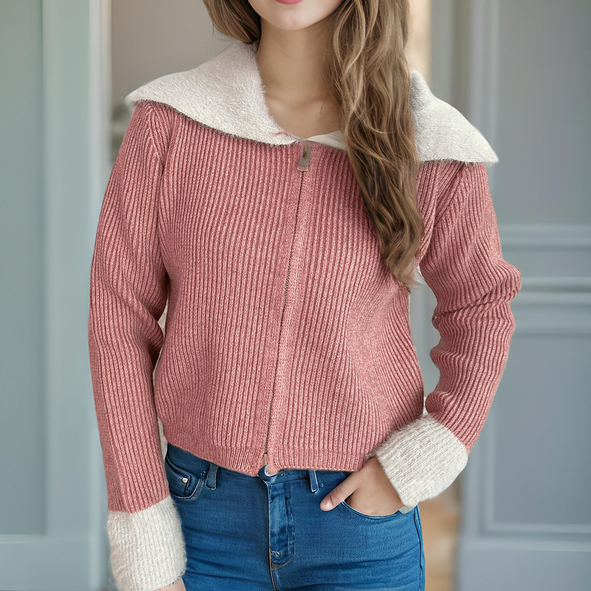 hot Free shipping designer sweater for women Fashionable and minimalist sweater thick and warm loose knit top