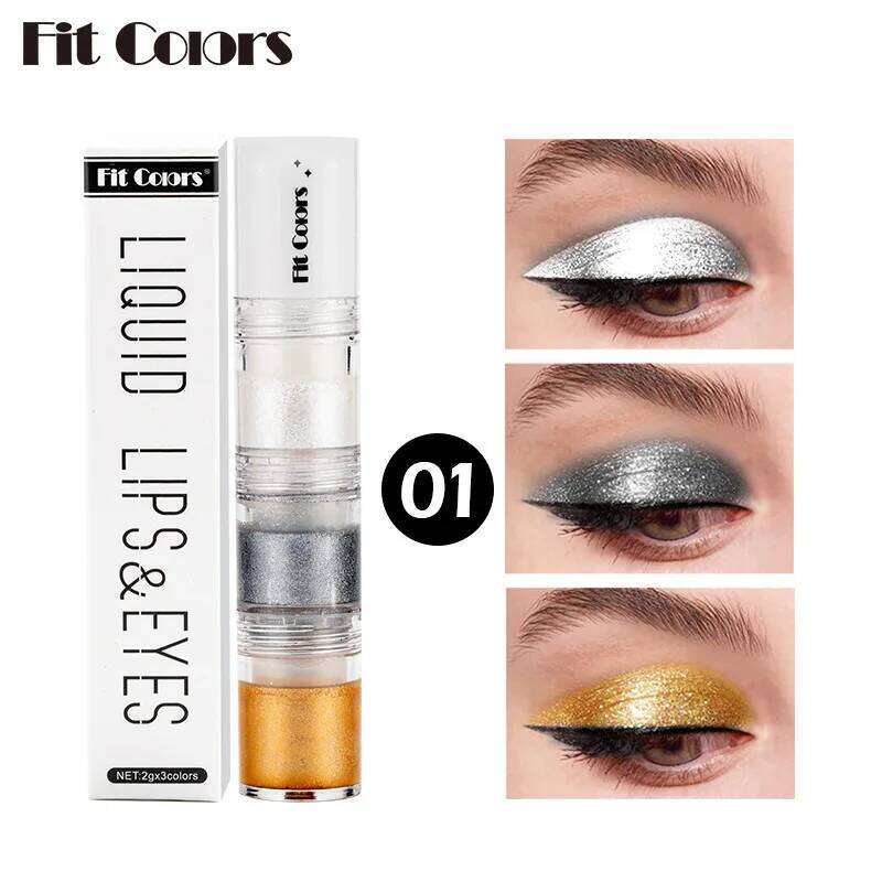 Fit Colors 3 Sections Smoky Water Eyeshadow Dia Pearl Shimmer Eye Shadow Liquid Lip Dye X250723 X250724