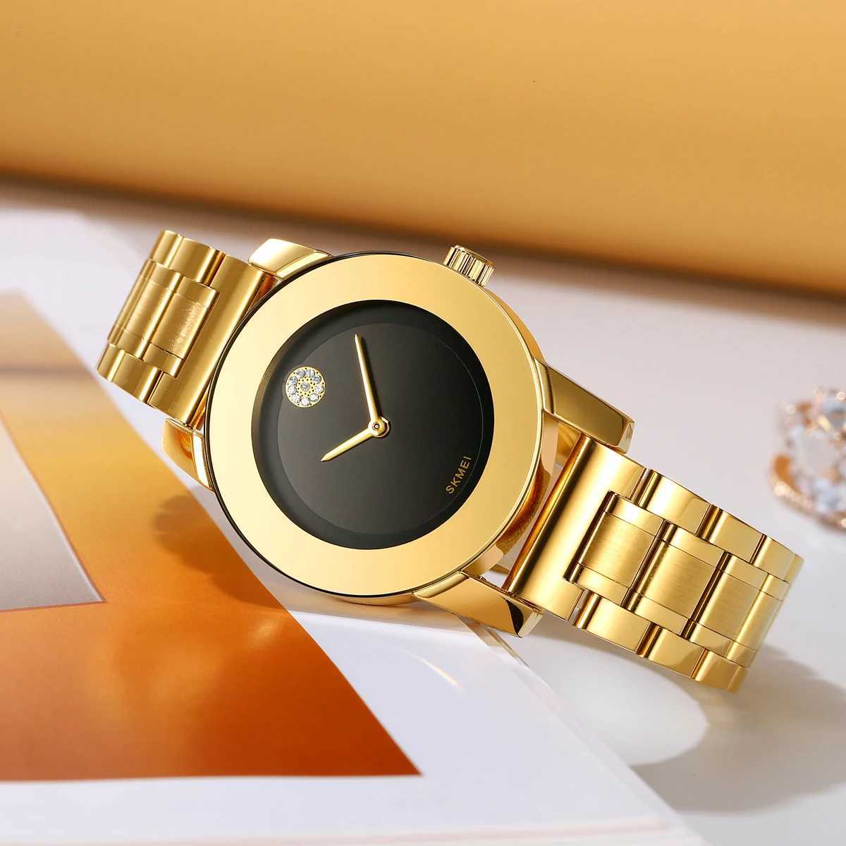 Skmei Unisex Quartz Waterproof Bracelet Watches Luxury Stainless Steel Strap Simple Style Analog Display Fashion Wristwatch W250724