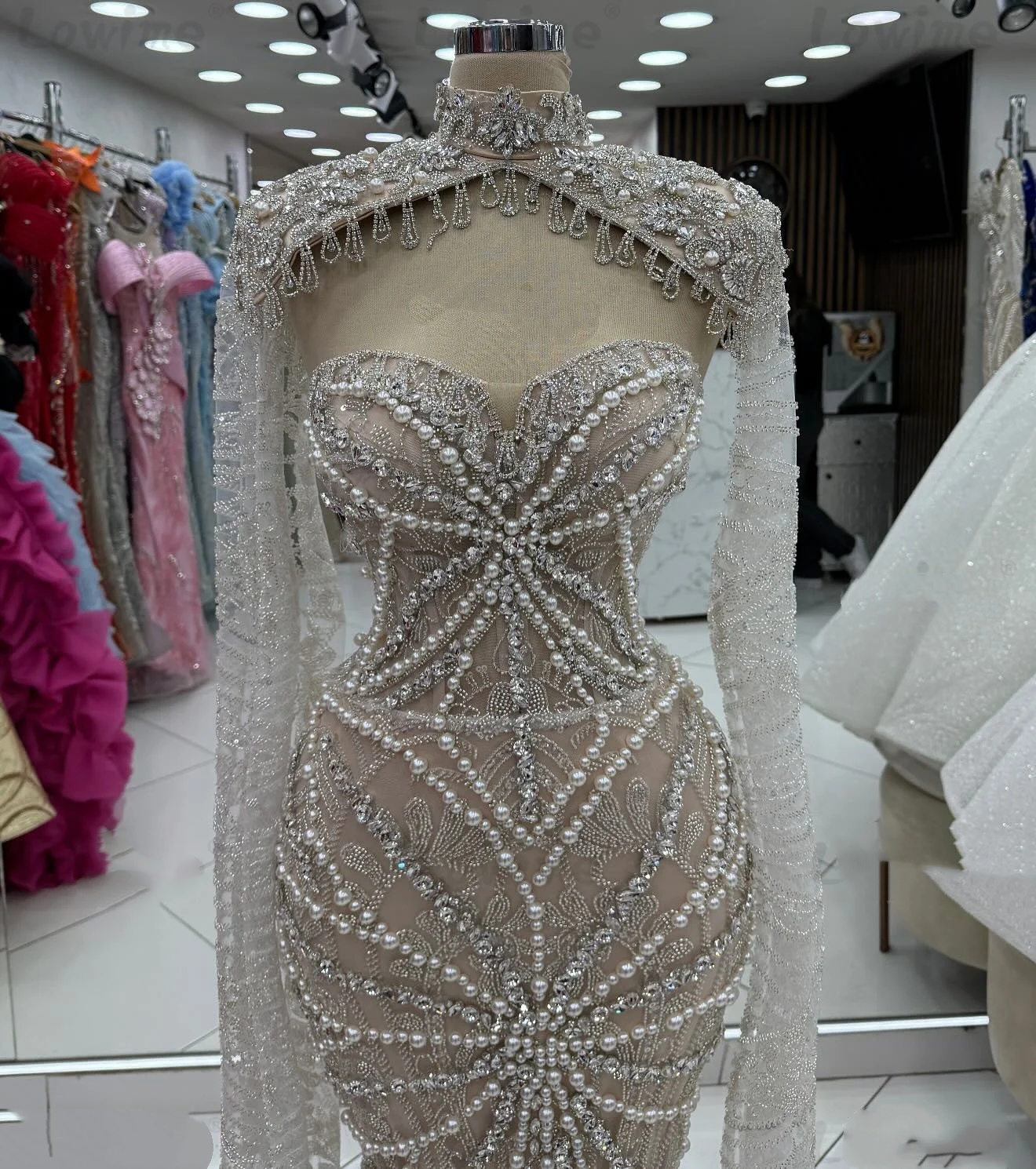 Gorgeous Evening Dresses For Women Sweetheart Neck Wrap Sleeveless Gown Pearls Beaded Sequins Floor Length Dress Party Customized Dress