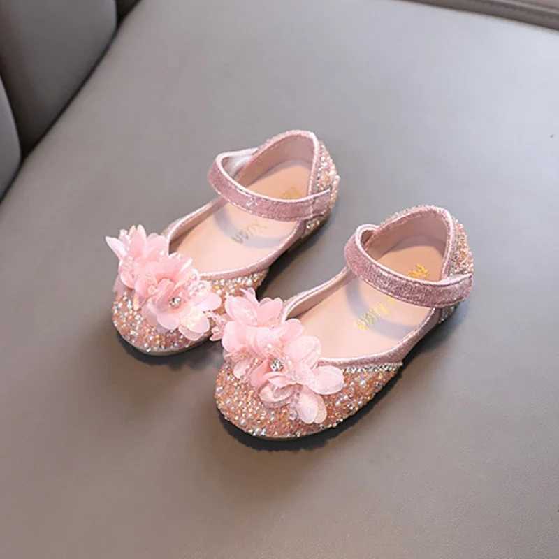 2024 Spring Childrens Leather Shoes Shallow Princess Shoes for Girls Fashion Sequins Glitter Kids Ballet Performance Flat Shoes XJ250724