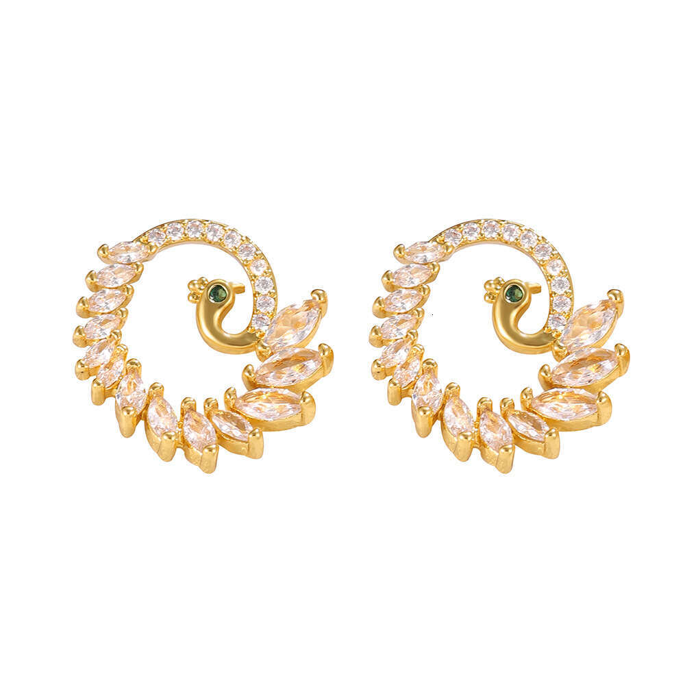 French Light Pea for Women with Zircon Leaf Simple INS Style Fashion Versatile Earrings Jewelry ddmypluto