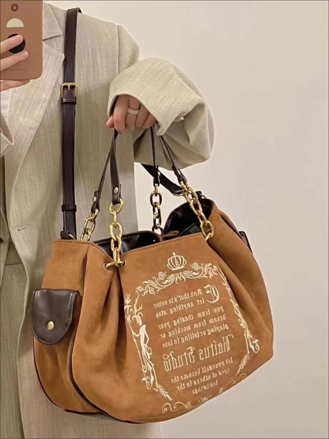 JIAERDI Vintage Letter Y2k Handbag Women Gothic Large Capacity Casual Crossbody Purse Female Haruku Aesthetic The Tote Bag high-quality