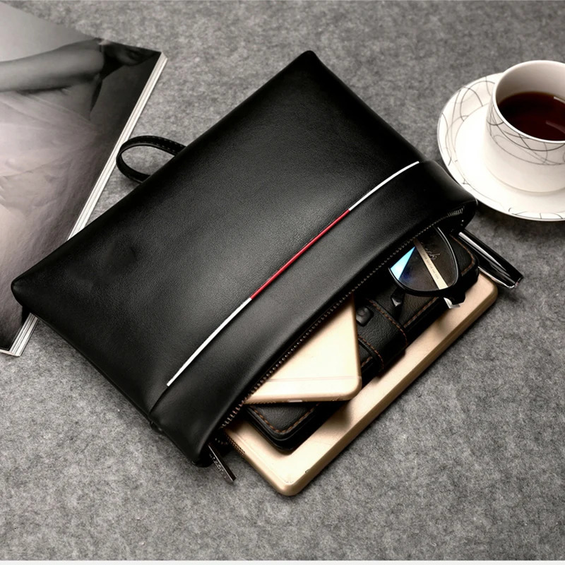 Solid color leather mens envelope handbag wallet sac a main bags for men clutch bag bolsos para hombre sacoches hommes mens bag 250723