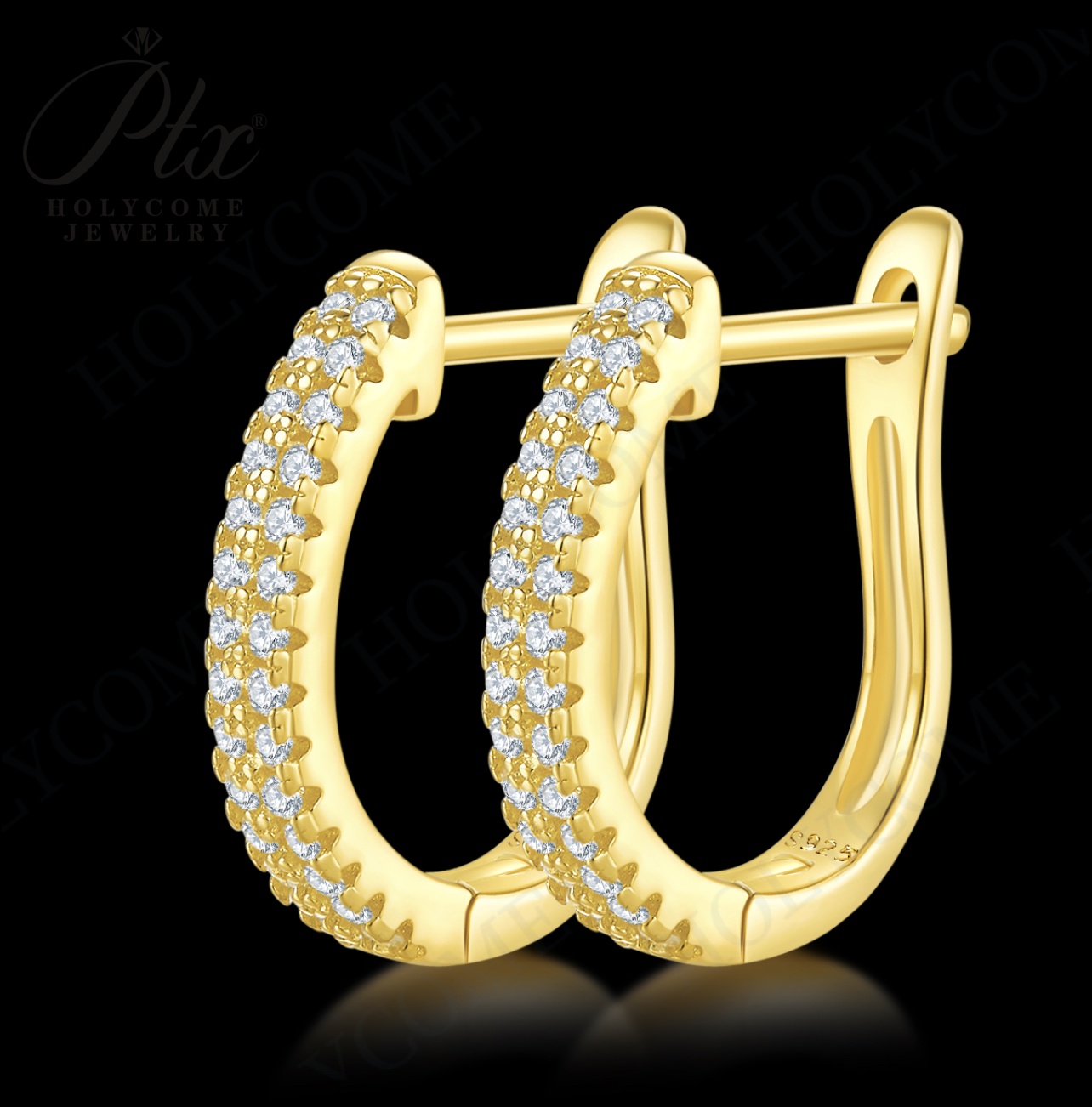 Original 925 Sterling Silver Women Small Size Hoop Earrings High Quality Shine Moissanite U Shaped Classic Style Earring For Women Jewelry Gift