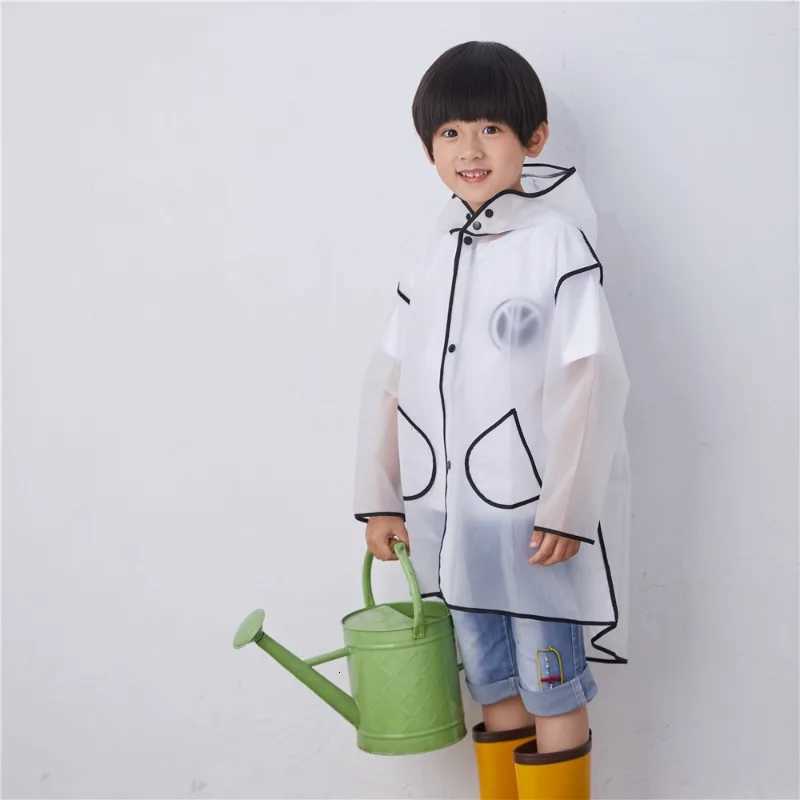 Childrens Raincoat One-piece Baby Kids Primary School Students Kindergarten Foreign Trade Transparent Fashion EVA Rain Poncho R250724