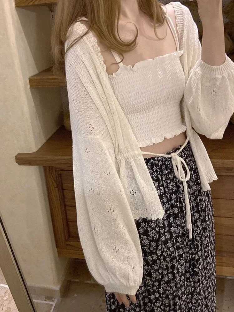KOSAHIKI Swt Kawaii Soft Girl Cute Cardigan Women Sweater Tops Japanese Solid Long Sleeve Thin Lolita Knitted Cardigan X250724