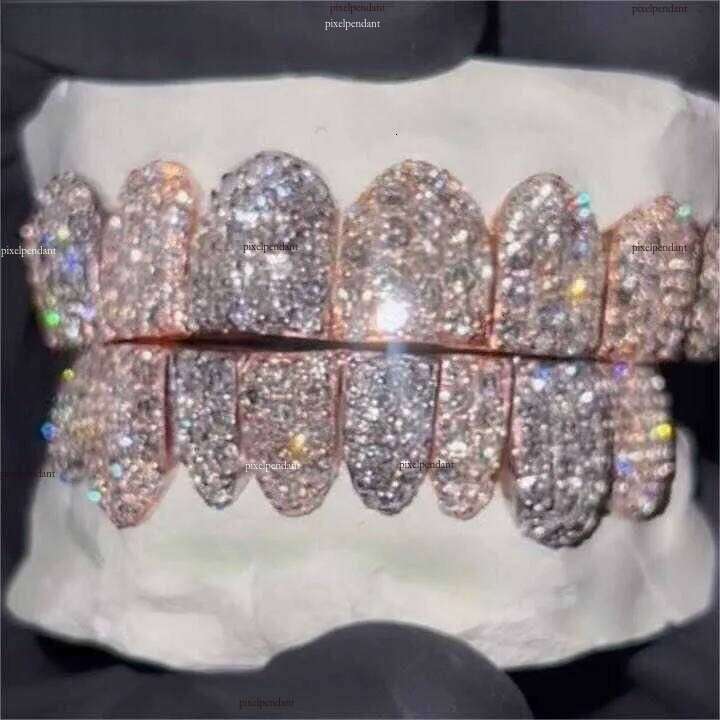 Hiphop Jewelry Dia For Teeth Sterg Sier Iced Out Custom Bust Down Moissanite Grillz