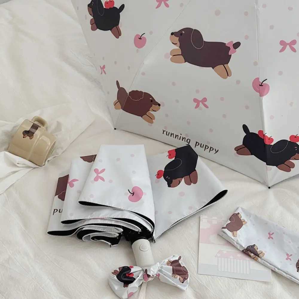 Dog Pattern Folding Umbrella Automatic/Manual UV Protection Sun Protection Umbrella Tri-Folded Umbrella Cartoon R250724