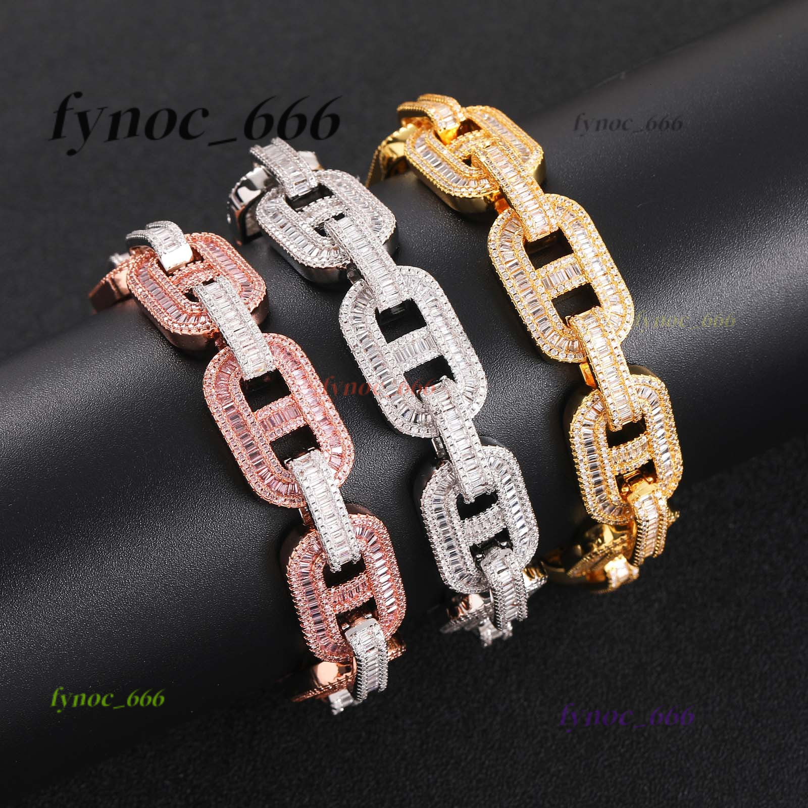 15mm Moissanite Cuban Link Chain 14K White Gold Three Tone VVS Best High-Polished Silver Icedout Chain for Pearl Necklaces