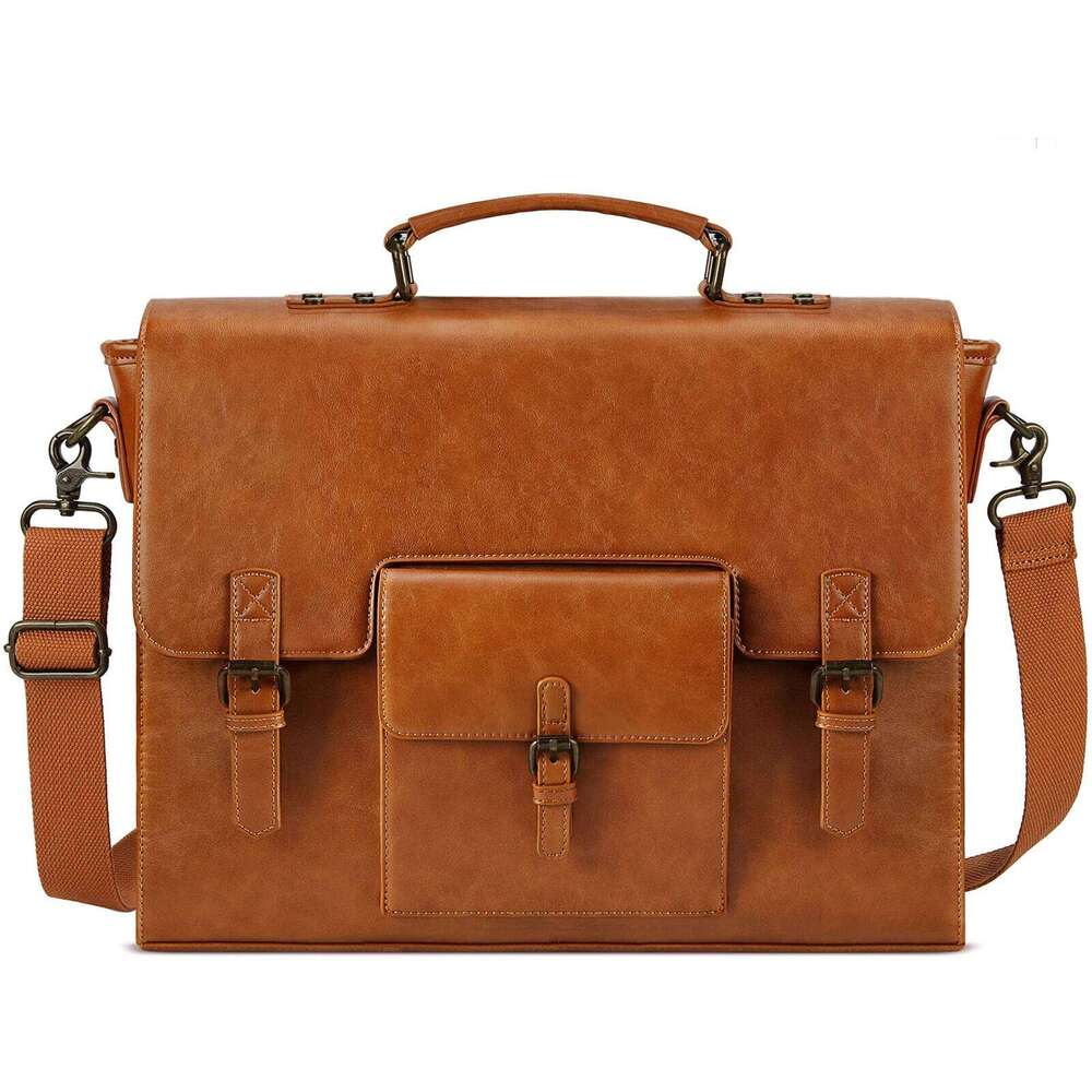 Messenger Waterproof Leather Laptop Briefcase Large Satchel Shoulder Bag for Office Travel College