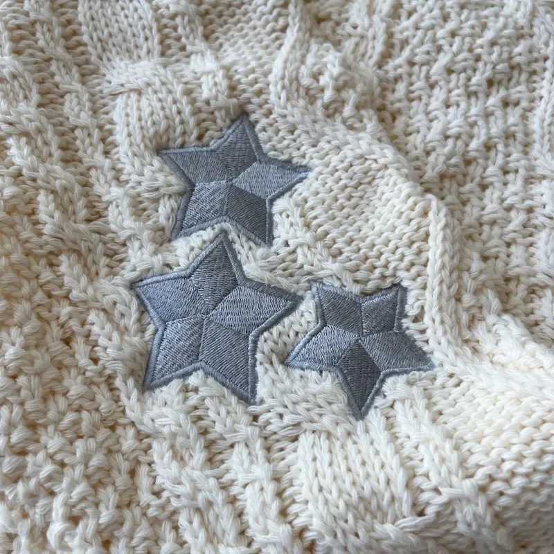 Beige Folklore Cardigan Women Letter Patch with Star Embroidered Knitted Sweater Female Winter Autumn Casual Oversized Cardigans X250724
