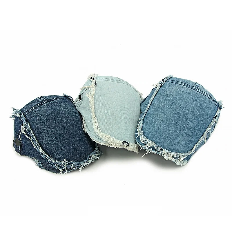 Retro Washed Denim Berets Women Soft Top Burrs Handsome Adult Men sboy Caps Casual Versatile Street Blue Forward Hats 250723