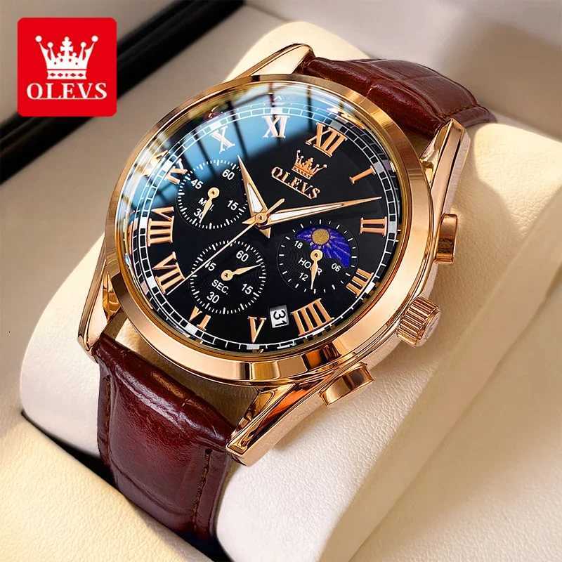 OLEVS 2871 Multifunctional Mens Watches Stainless Steel Luminous Waterproof Luxury Mens Wristwatch Business Watch for Men W250724