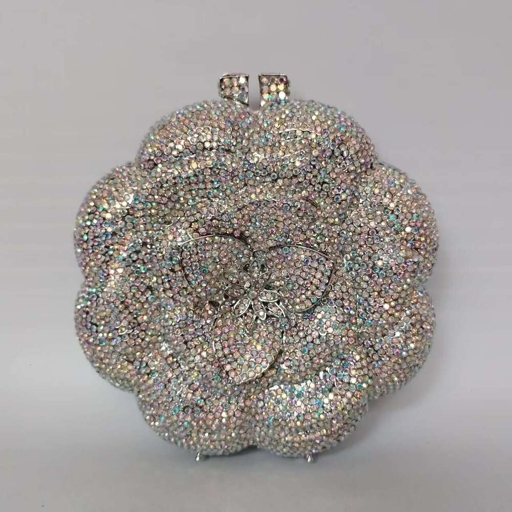 Designer Luxury Evening Diamond Xiyuan Evening Banquet Round Flower Full Women's Inlaid Diamond Clutch Wedding Bag