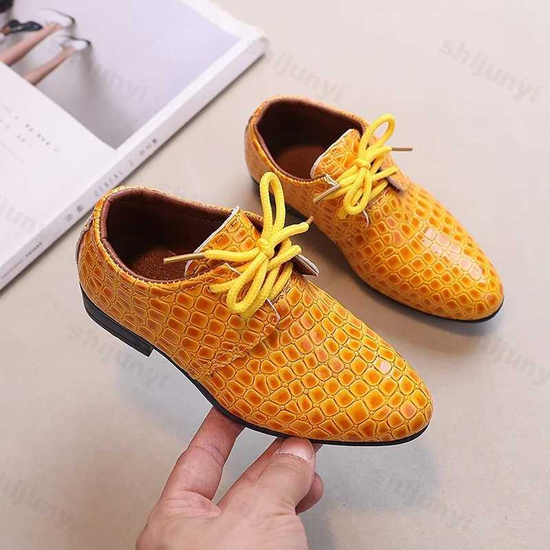 2025 New Retro Fashion Lace Up Pointed Toe Dress Shoes for Boys Leather Shoes Uniform Kids Oxford Performance Flats Shoes XJ250724