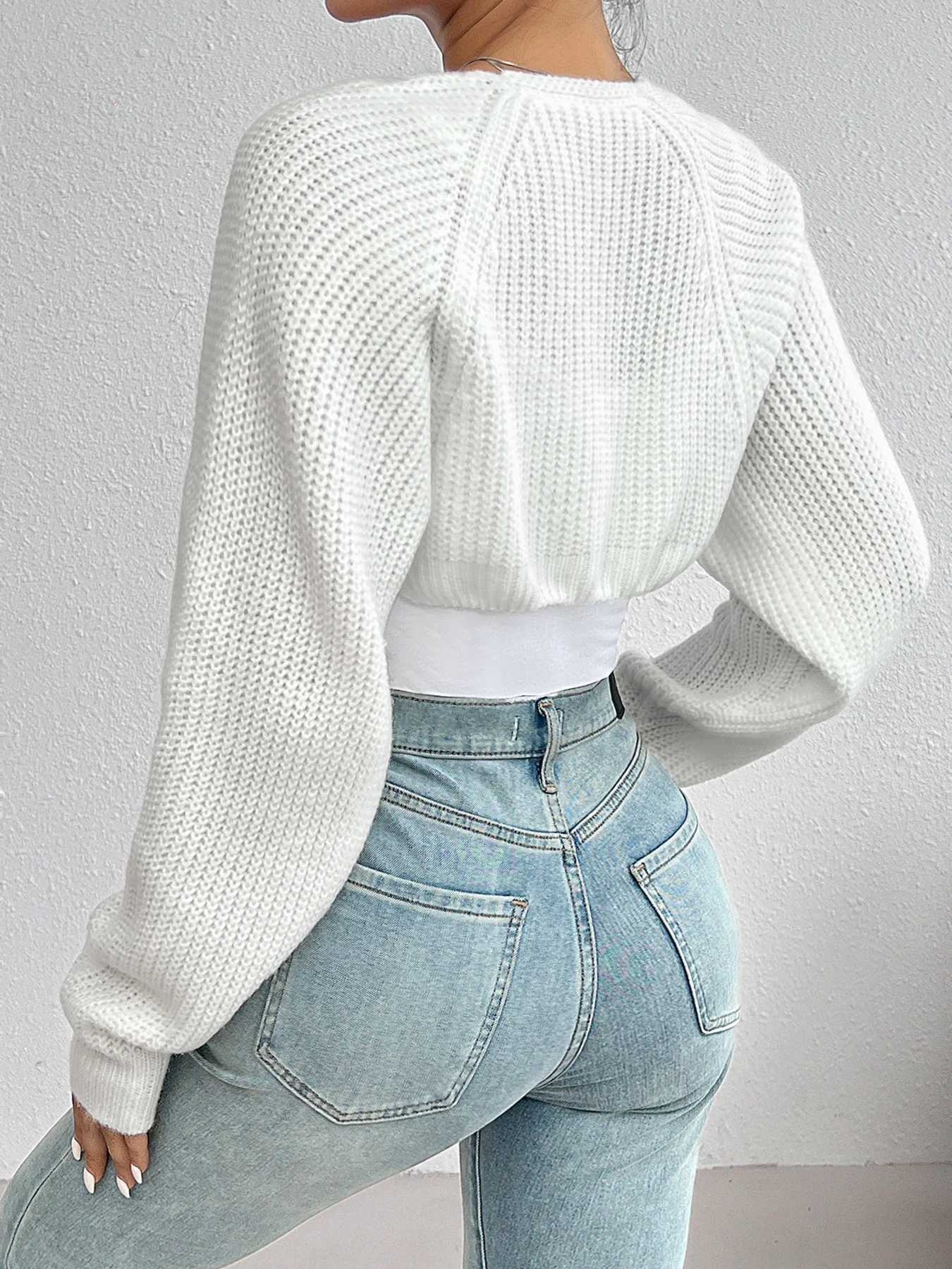Shrug Raglan Sleeve Open Front Cardigan Elegant Solid Color Ribbed Knitted Cardigan for Spring Fall Womens Clothing X250724