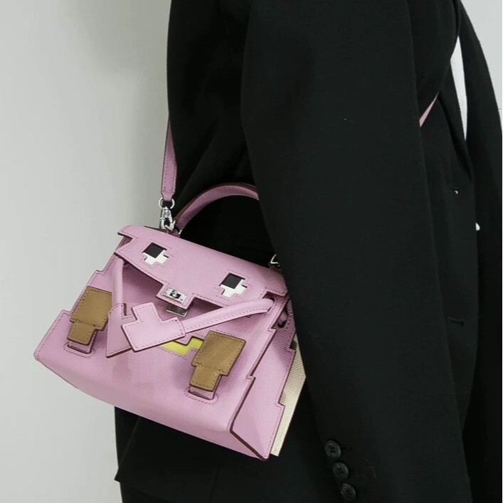 2025 New Genuine Leather Mosaic Doll Little Monster Bag Fashionable Cute Single Shoulder Crossbody Handbag For Women